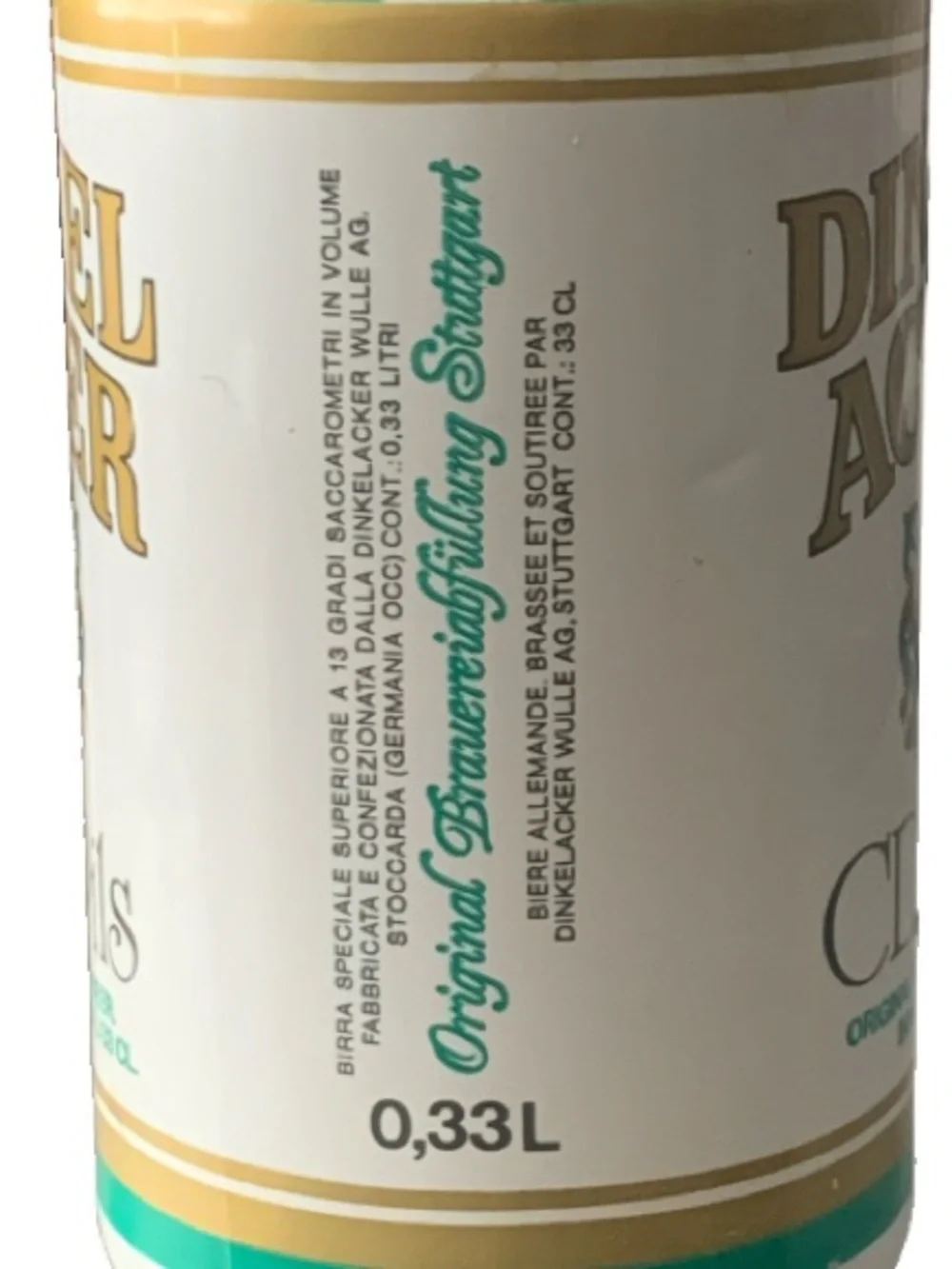 Vintage Beer Can Dinkel Acker CD Pils Original German Beer Empty Aluminum Can